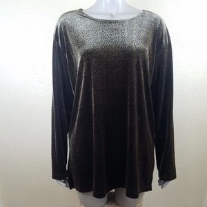 Impressions Lifestyle Women's Large Stretch Long Sleeve Shirt Leopard Velvet